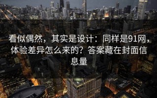 看似偶然，其实是设计：同样是91网，体验差异怎么来的？答案藏在封面信息量