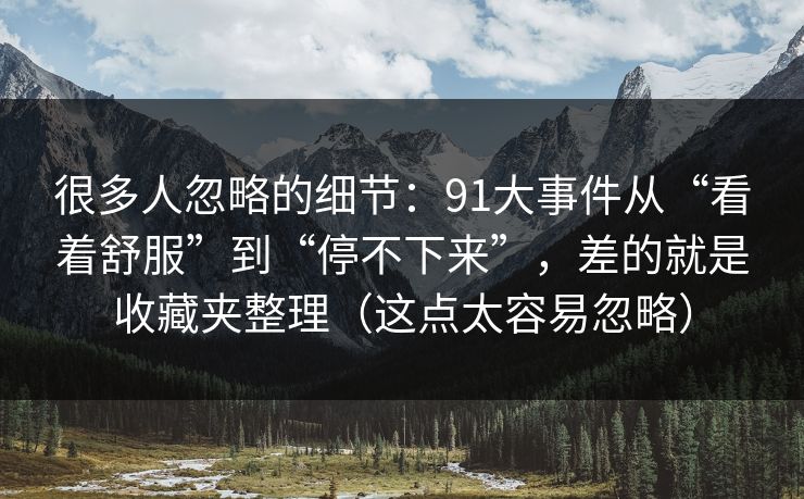 很多人忽略的细节：91大事件从“看着舒服”到“停不下来”，差的就是收藏夹整理（这点太容易忽略）